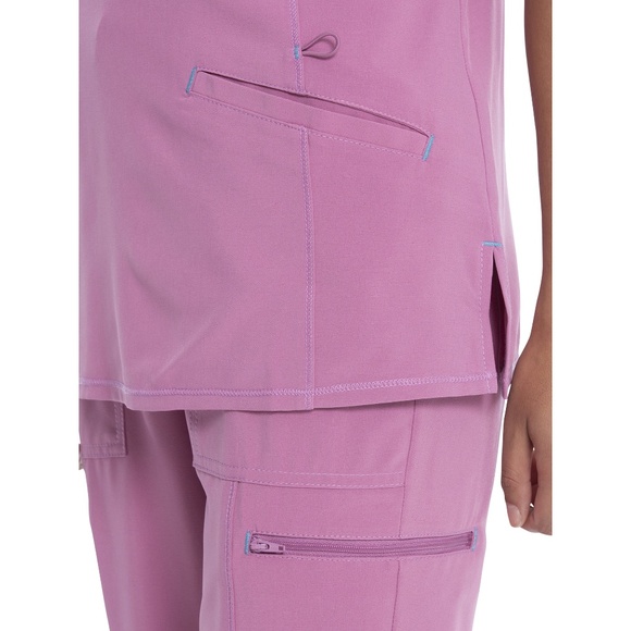 Scrubstar Women's Fashion Premium Performance Mock Wrap Mellow Mauve Scrub Top M - Picture 4 of 8